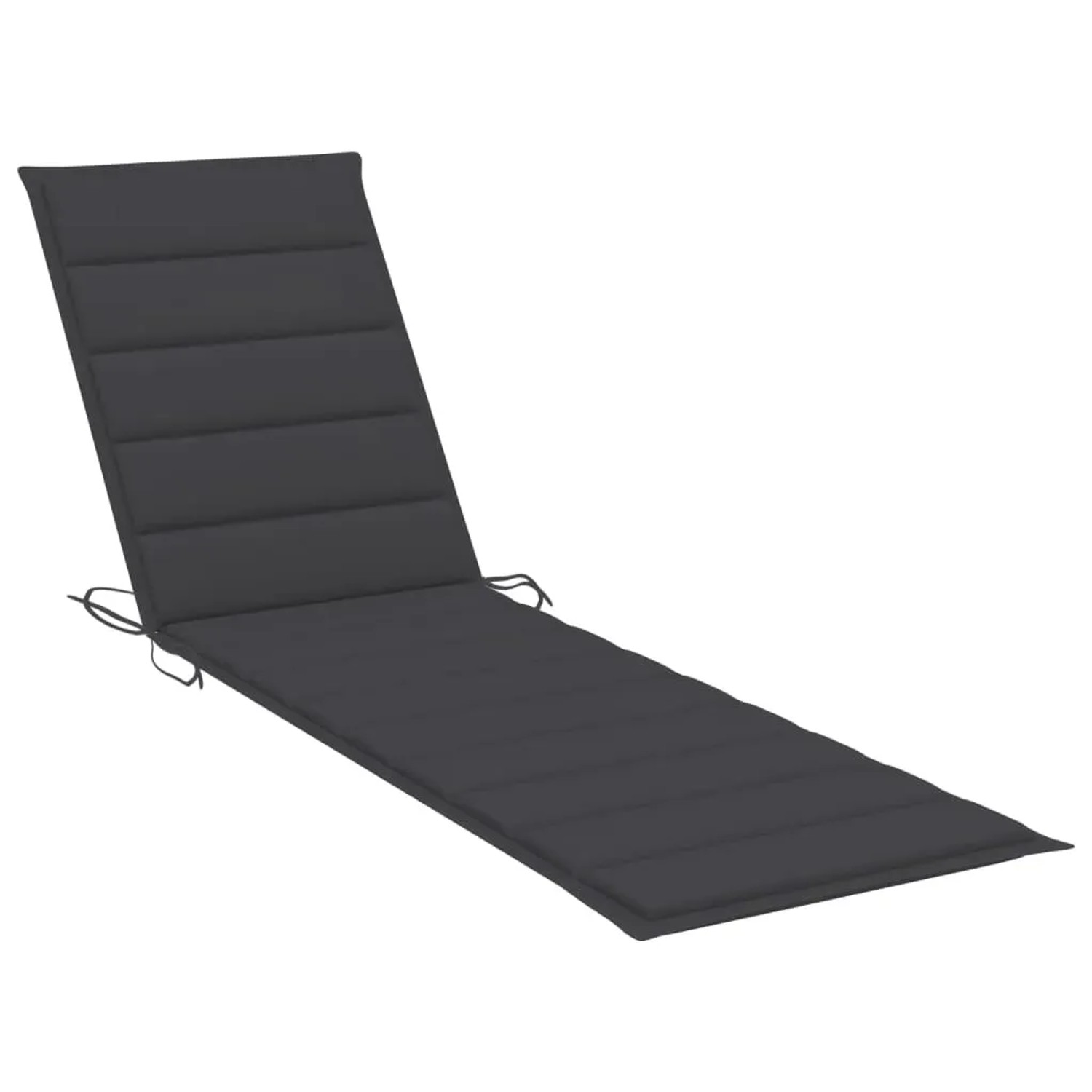 Sonnenliege aus Teakholz mit anthrazitfarbener Auflage. Ideal für Garten und Terrasse.
