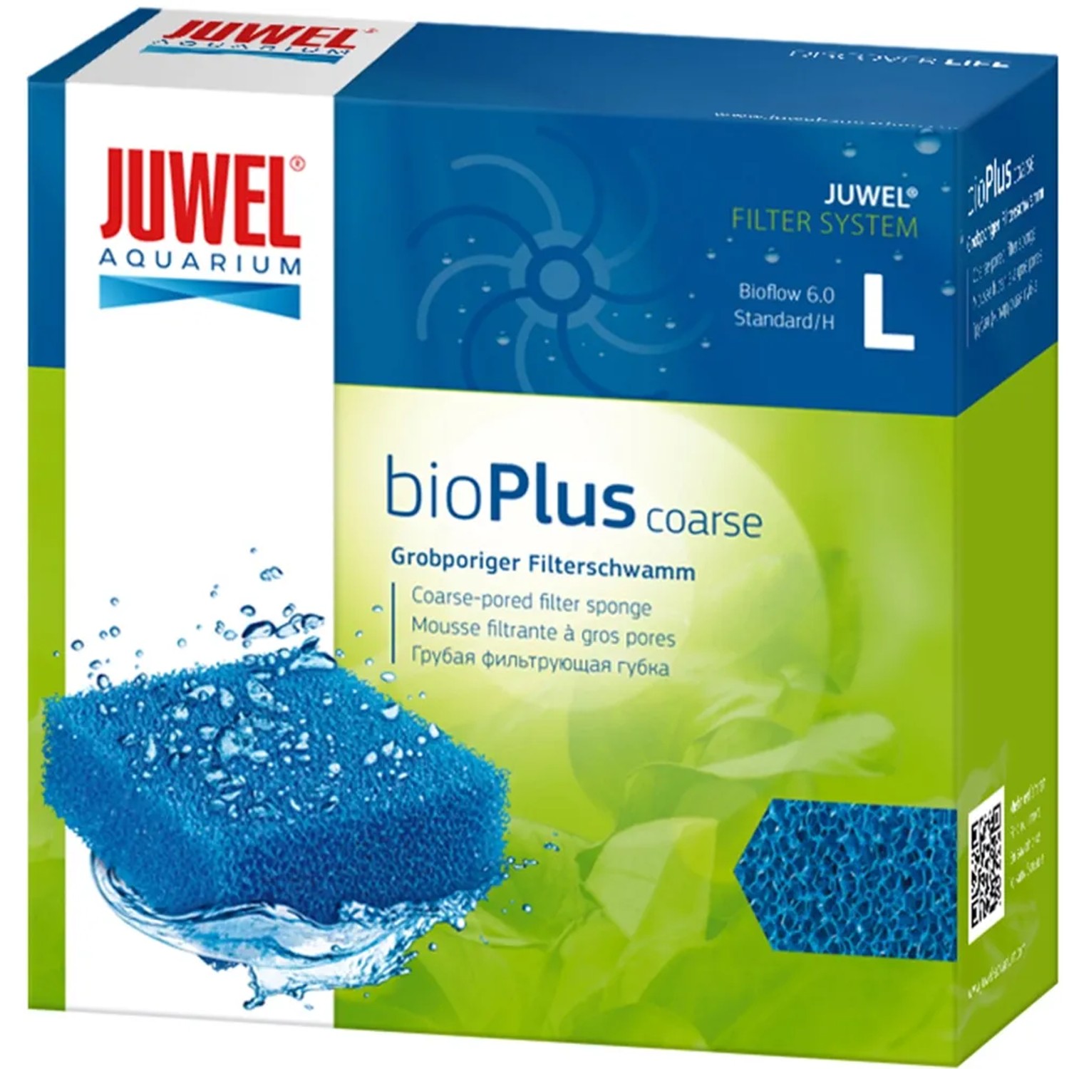 Juwel Filterschwamm Standard grob bioCoarse L im Karton, blauer Filterschaumstoff für Aquarienfilter.