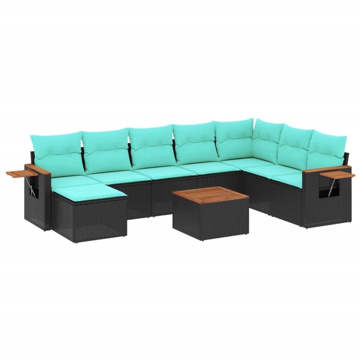 vidaXL 9-Tlg Garten-Sofagarnitur mit Kissen Schwarz Poly Rattan 3227093 günstig online kaufen