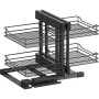 Vauth-Sagel Eckschrankauszug Cor Flex Classic, Lava-Stahl, 1000mm, mit Drahtkörben, Dämpfung & Selbsteinzug.
