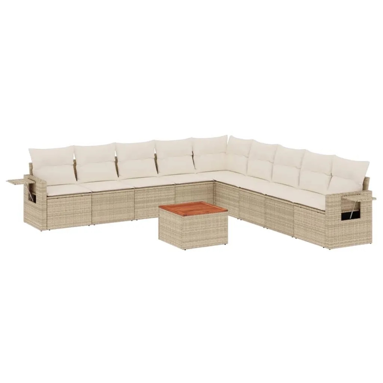 vidaXL 10-Tlg Garten-Sofagarnitur mit Kissen Beige Poly Rattan 3224609