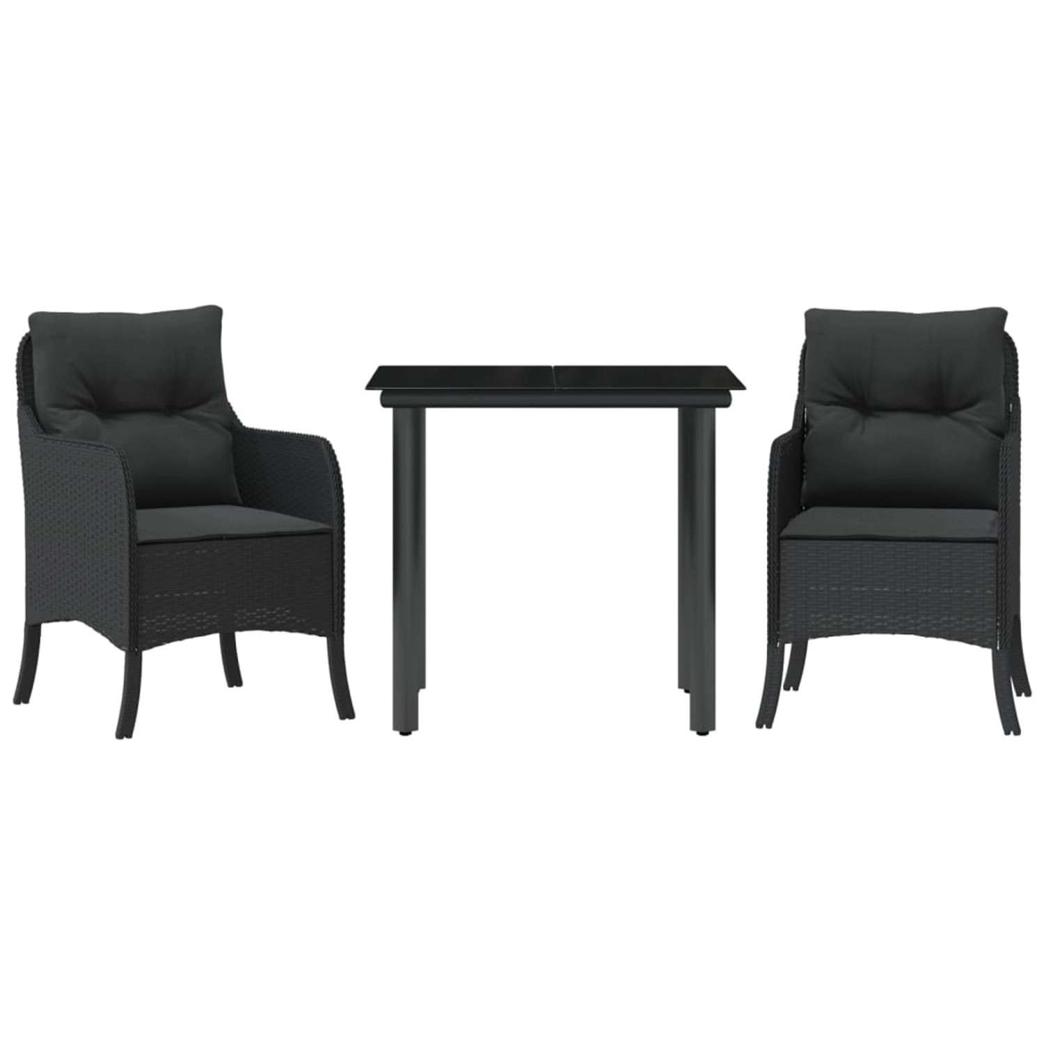 vidaXL 3-Tlg Garten-Essgruppe mit Kissen Schwarz Poly Rattan 3211927 günstig online kaufen