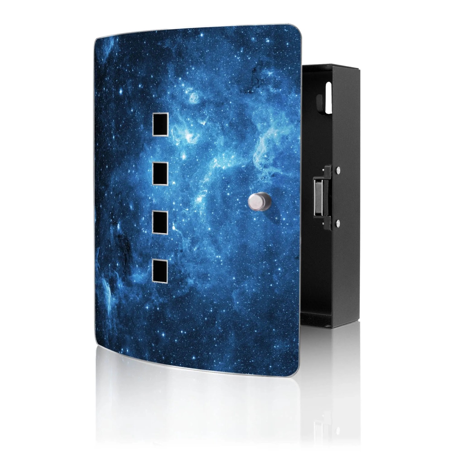 Banjado Design Schlüsselkasten Aus Edelstahl Für 10 Schlüssel 24x21,5x7cm Mit Magnetverschluss Motiv Universum