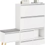 SoBuy Schuhkipper FSR134-W, weißer Schuhschrank mit Sitzbank und Klappen.