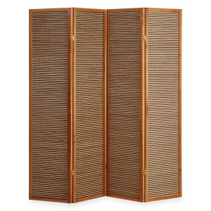 Homestyle4u 4-tlg. Paravent in Braun 176x175 cm 382