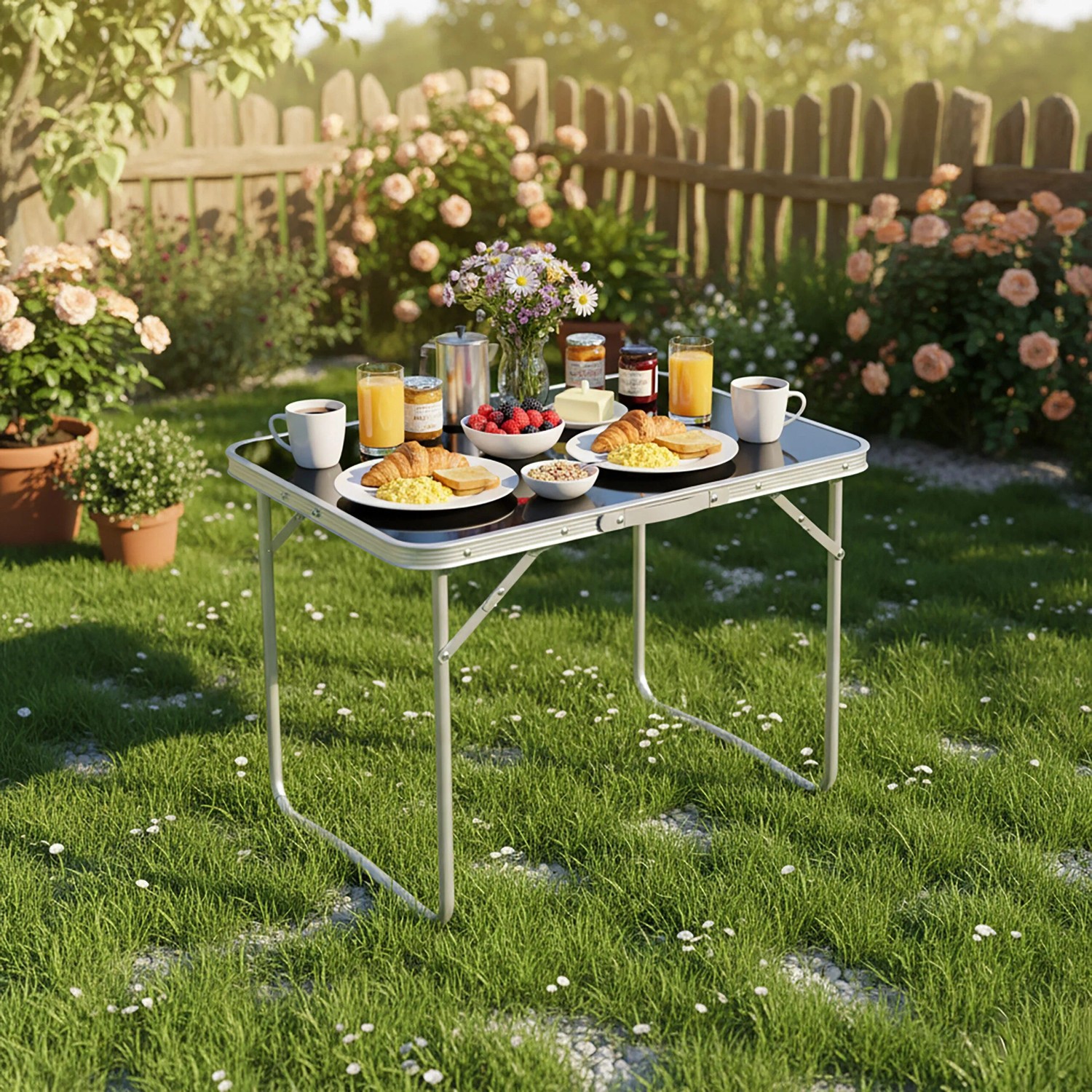 Relaxdays Campingtisch Eisen Schwarz Klappbar Wasserabweisend 68,5 cm x 80 cm x 60 cm 3,2 kg_5