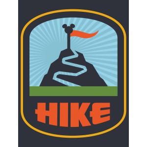 Komar Wandbild Mickey Mouse Lines, 30x40 cm, mit Bergmotiv und "HIKE" Aufschrift.