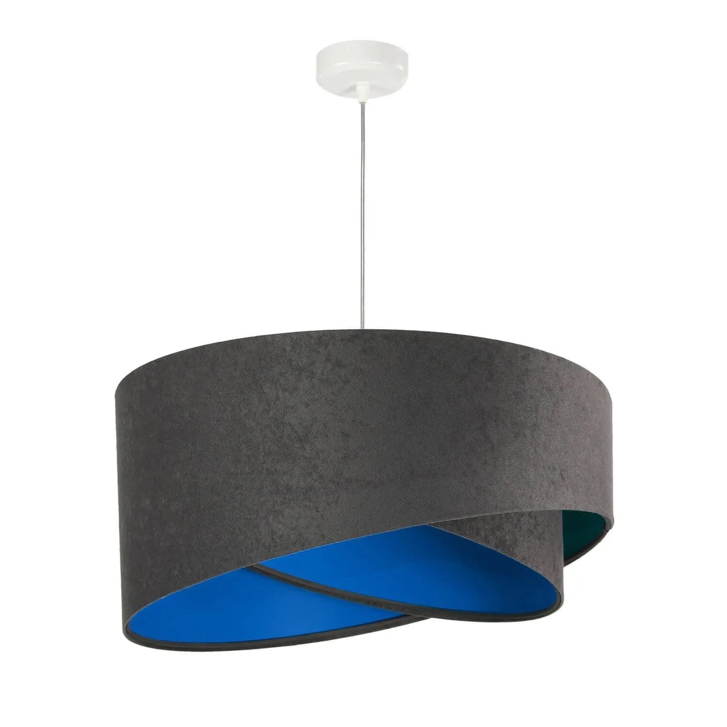 EASYLIGHT Pendelleuchte Grau Blau Weiß Rund Ø 50 cm Stoff Metall E27 Helsinki