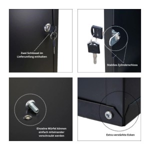 PROREGAL Mega Deal 6x Schließfachwürfel Cubic XL HxBxT 45 x 45 x 45 cm Schwarz