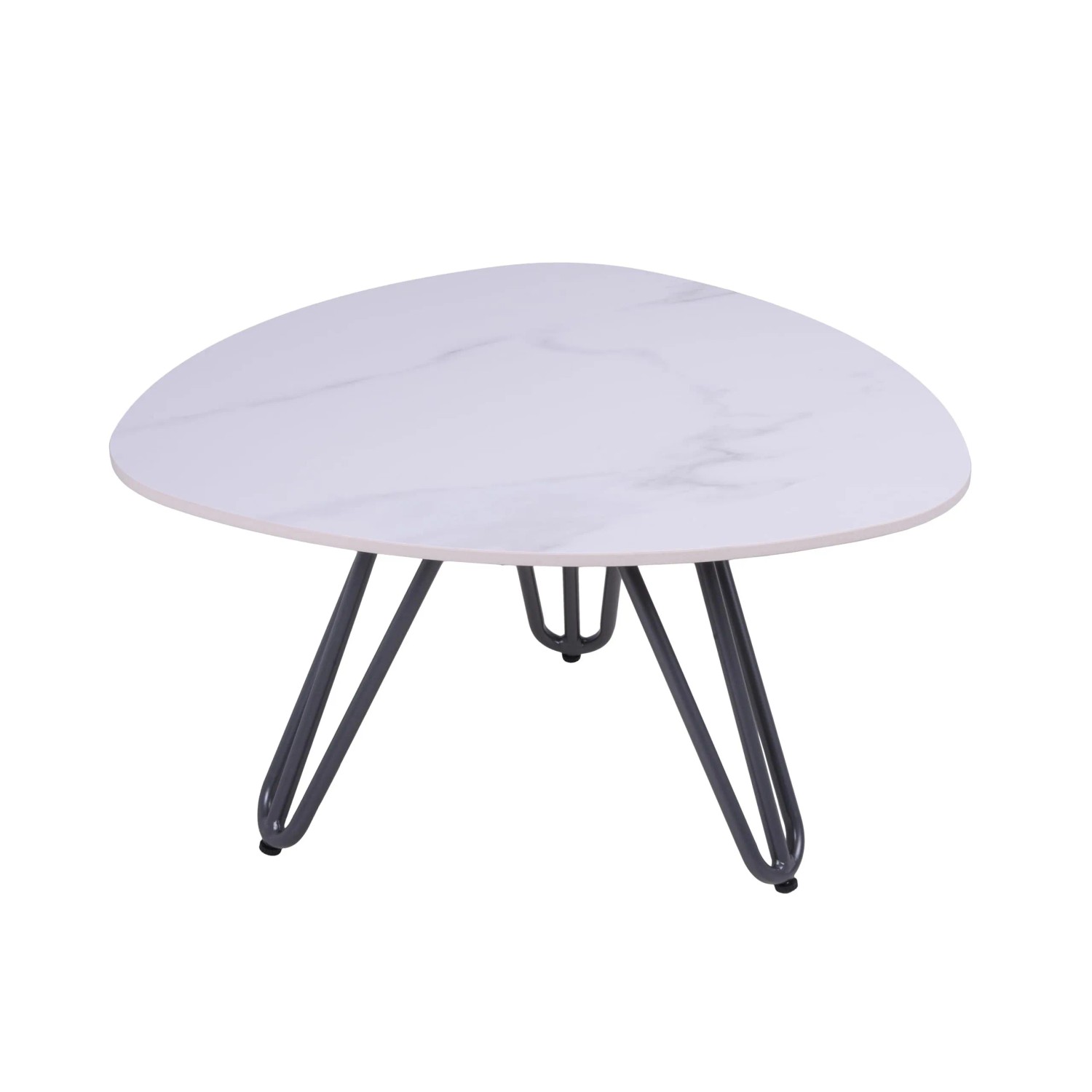 DELUKE Gartentisch KARL Aluminium Gesinterter Stein Grau 68x68x39cm Terrassentisch Wetterfest Outdoor Tisch