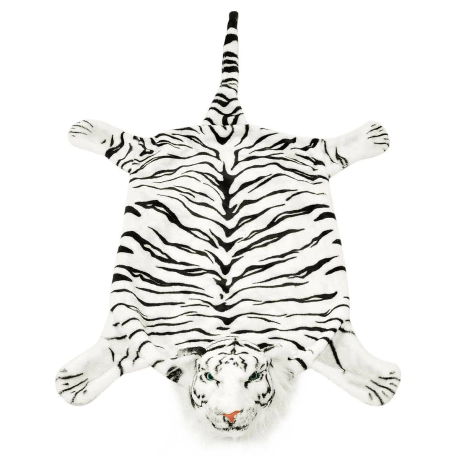 Tigerfell Teppich Plüsch 144 Cm Weiß günstig online kaufen