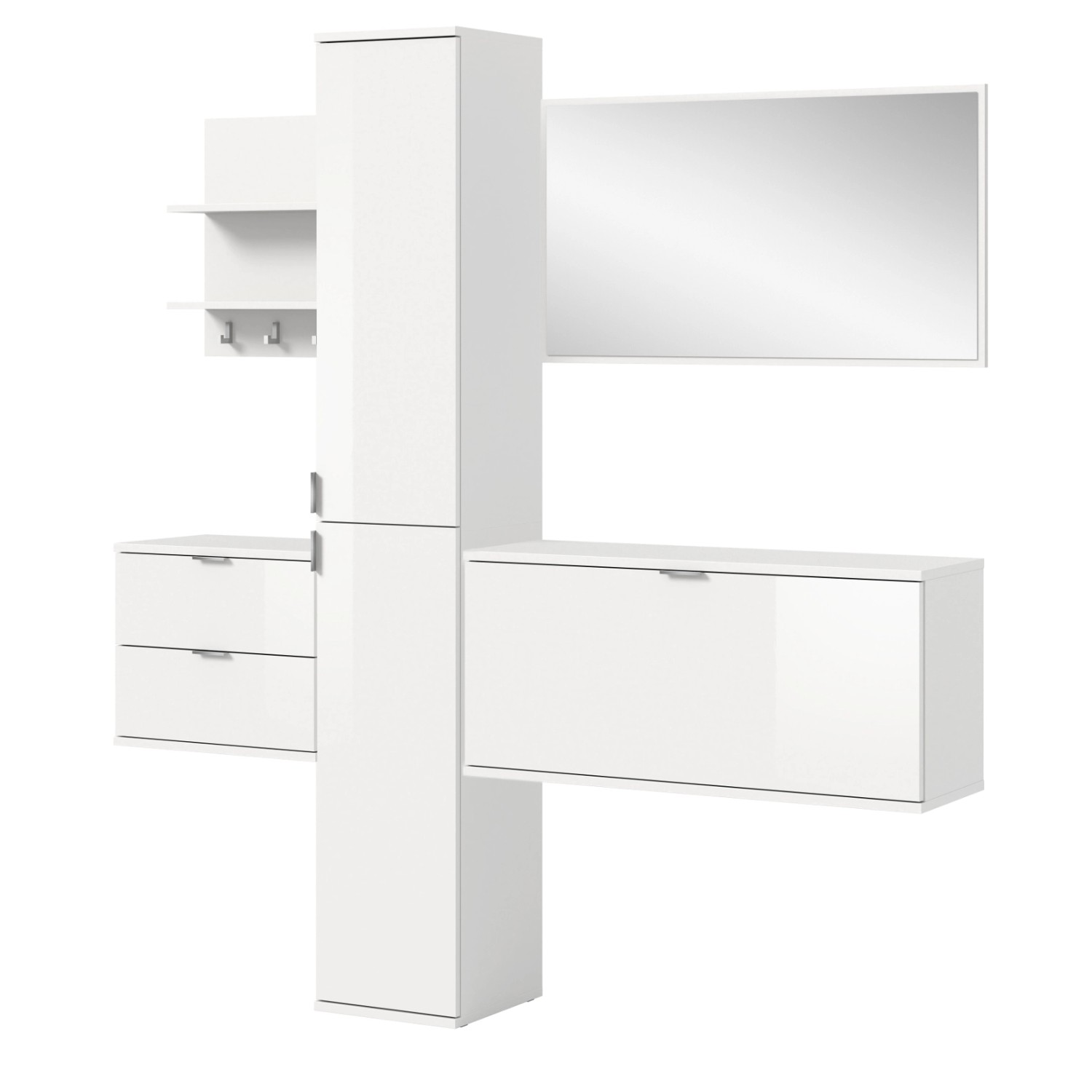 Inn.Furn Garderoben-Set 5-teilig in Weiß Hochglanz 174 cm SystemX günstig online kaufen