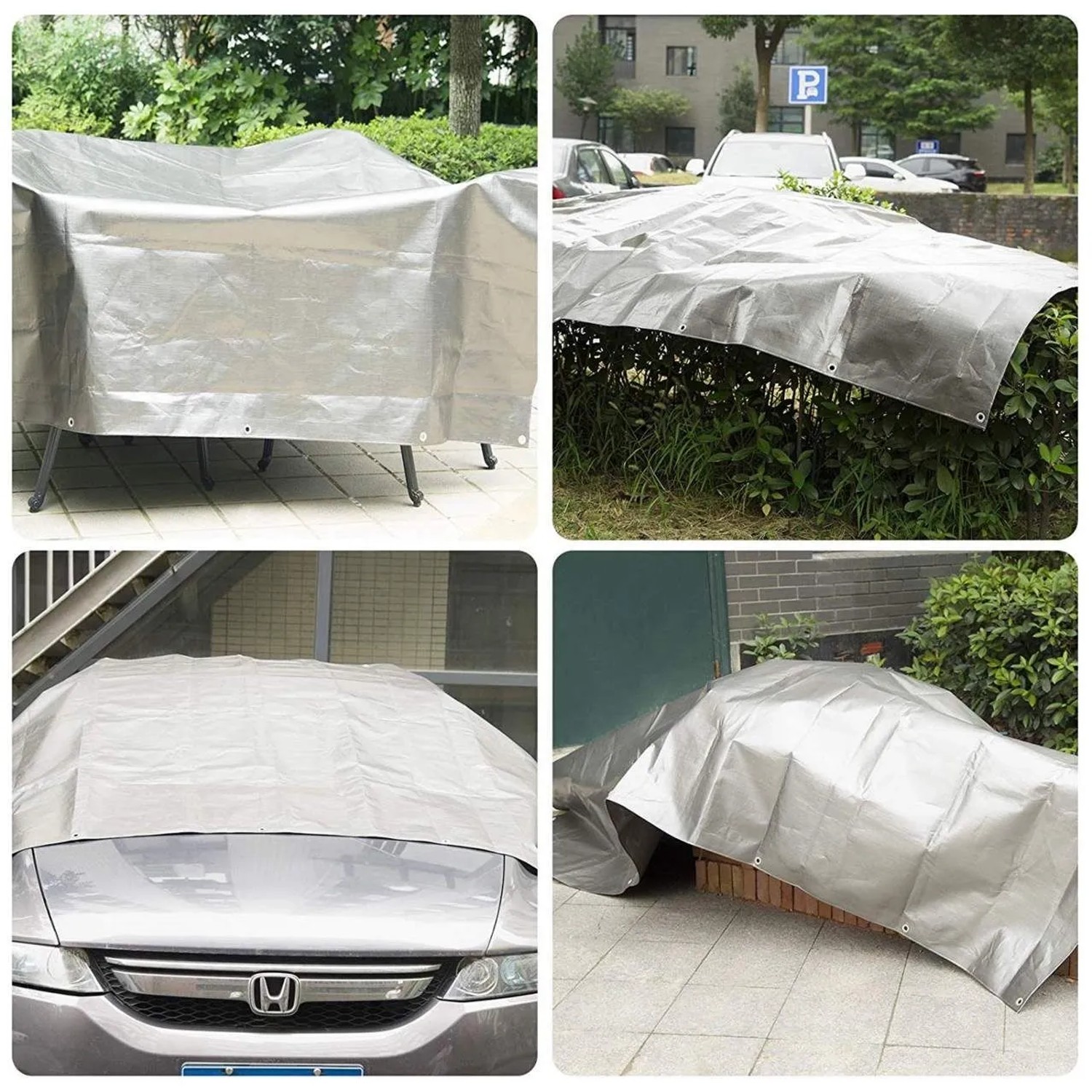 WOLTU Abdeckplane Grau 5x5m: Schutz für Möbel, Pflanzen und Auto vor Witterung.