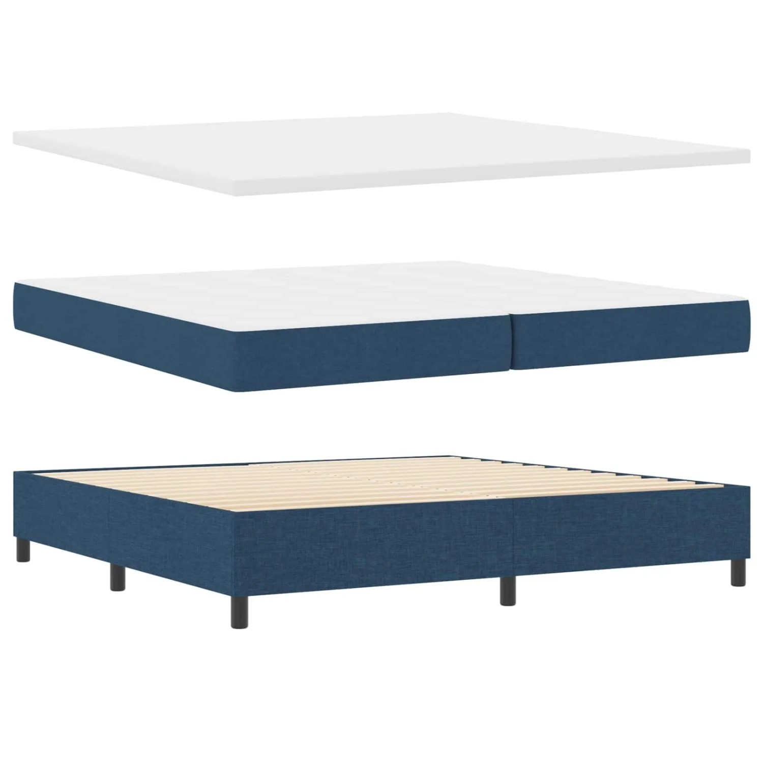 vidaXL Boxspringbett mit Matratze mit LED Blau 200 x 200 cm Stoff 3342822