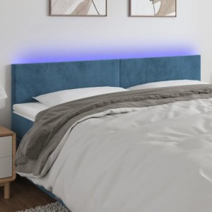 vidaXL LED Kopfteil Dunkelblau 200x5x78/88 cm Samt 3121402