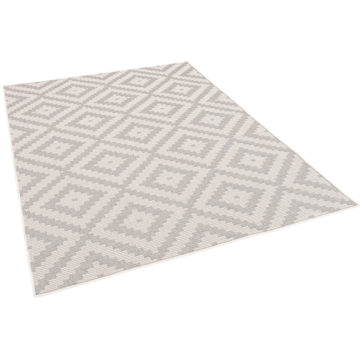 Pergamon In & Outdoor Teppich Flachgewebe Marbella Fliesenoptik Grau 120x17 günstig online kaufen