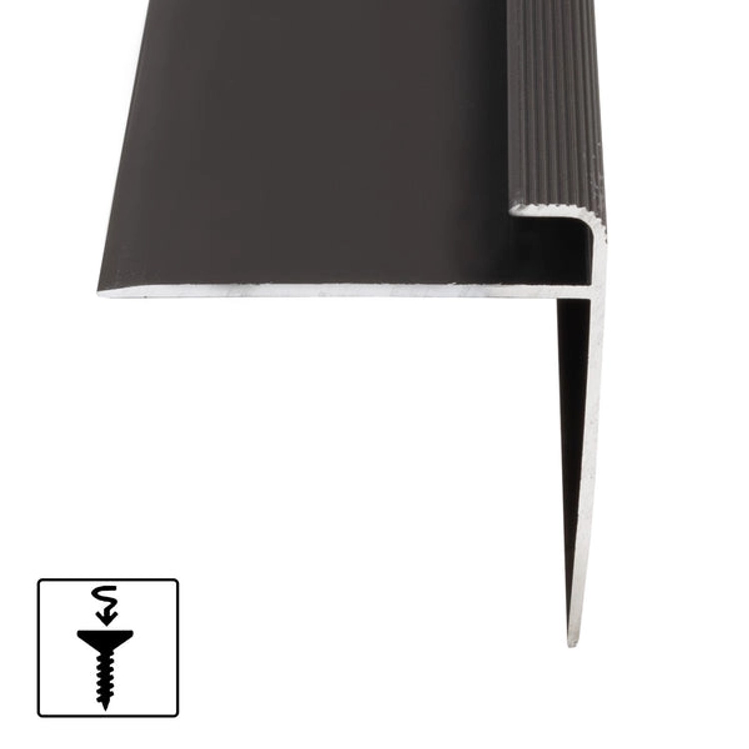 KARAT Stufenkantenprofil Safety, Form F, Bronze Dunkel, 50x53x900mm, Treppenkantenprofil