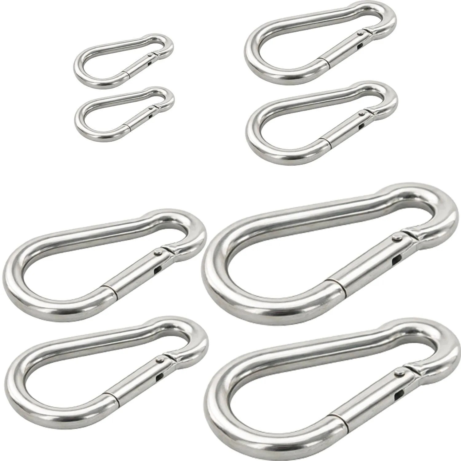 vasalat Set Karabiner-Set Edelstahl 4 Größen bis 45/99/176/237 kg 8 Stück