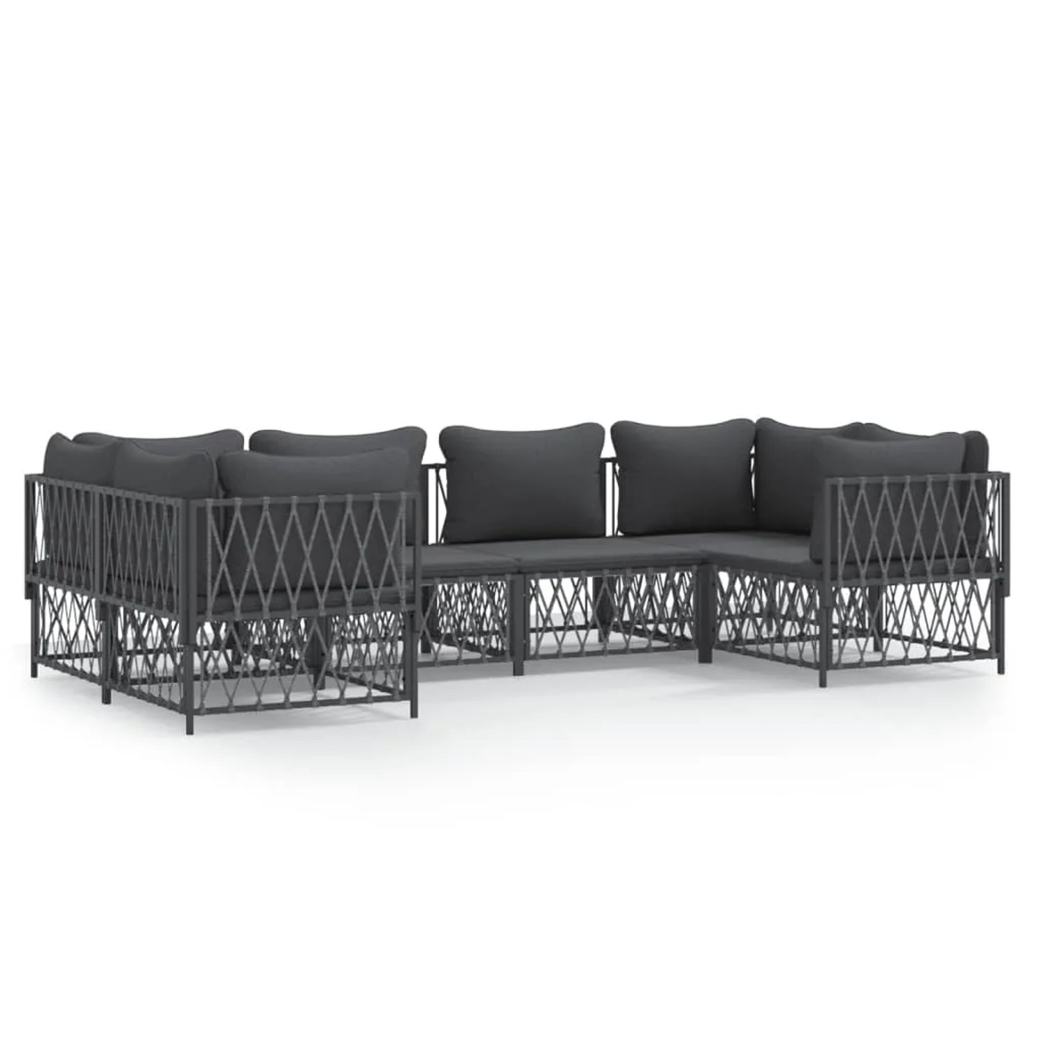 vidaXL 6-Tlg Garten-Lounge-Set mit Kissen Anthrazit Stahl 3186919