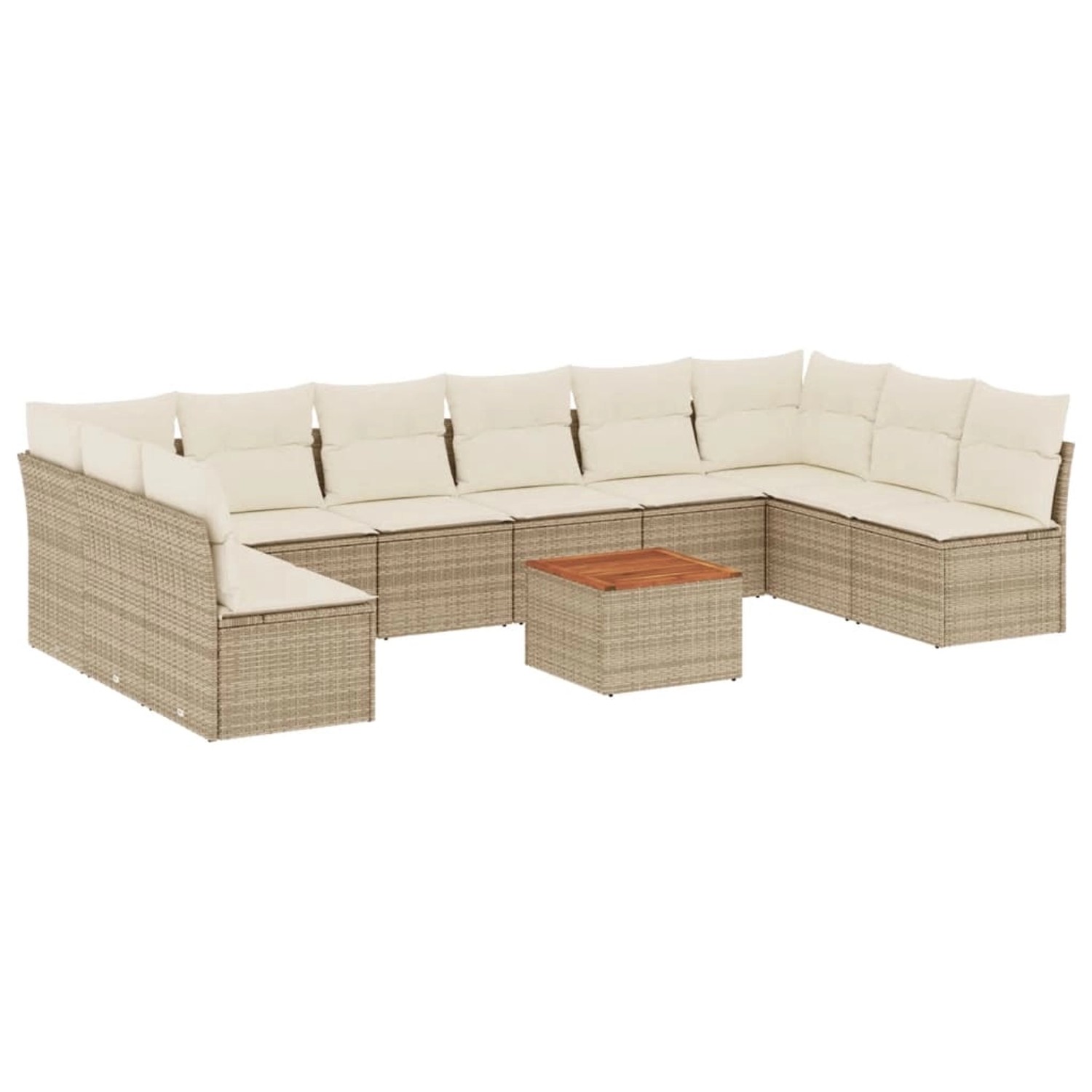 vidaXL 11-Tlg Garten-Sofagarnitur mit Kissen Beige Poly Rattan 3256128 günstig online kaufen