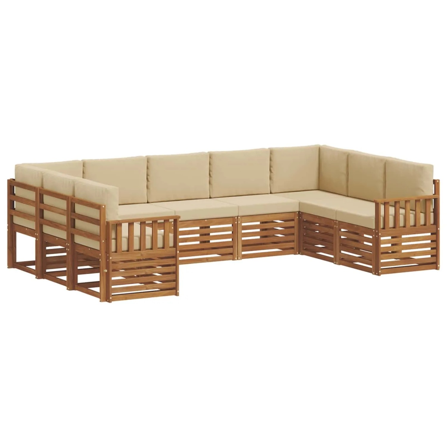 vidaXL Sofagarnituren 9 Tlg Natur und Beige Massivholz Akazie 3375473