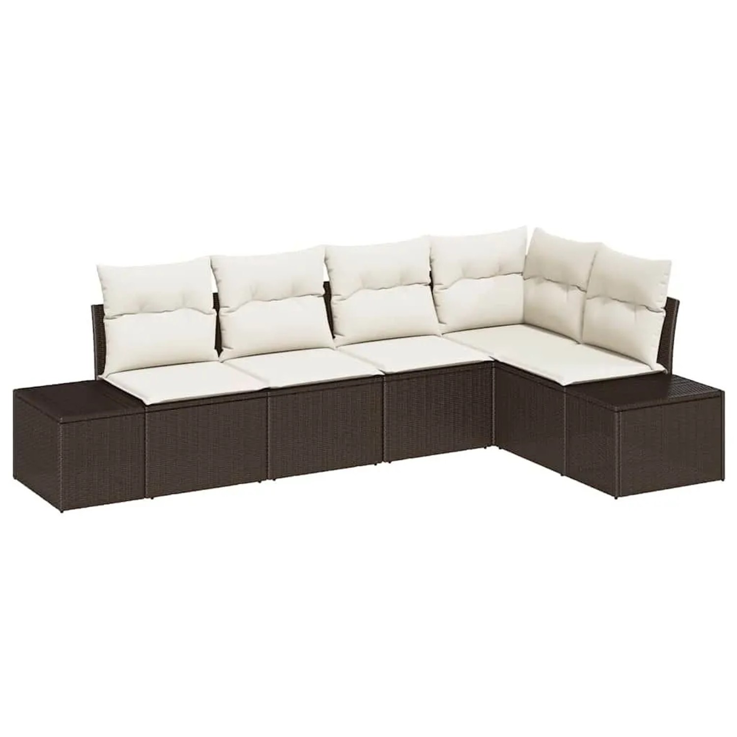 vidaXL Gartensofa-Set mit Speicher 5 Stk Braun und Creme Poly-Rattan 335572 günstig online kaufen