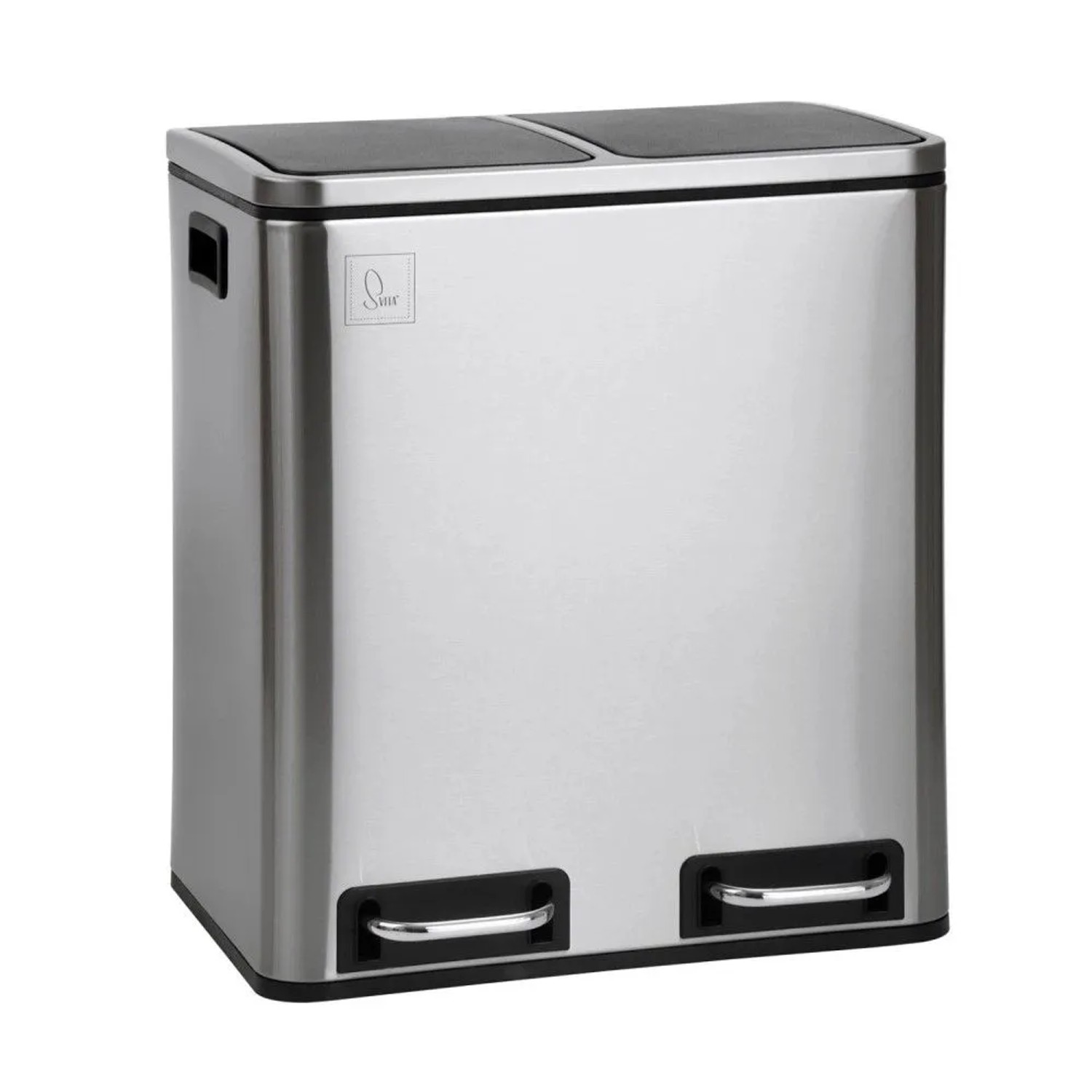 Svita TM2X15 Mülleimer 30 Mülltrennsystem Abfalleimer Mit Fächern Silber