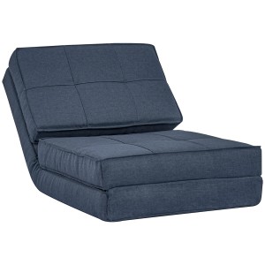 Blaues HOMCOM Bodensofa, klappbar und verstellbar, ideal als platzsparende Sitzgelegenheit.