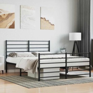 Schwarzes Metallbett 160x200 cm von vidaXL ohne Matratze.