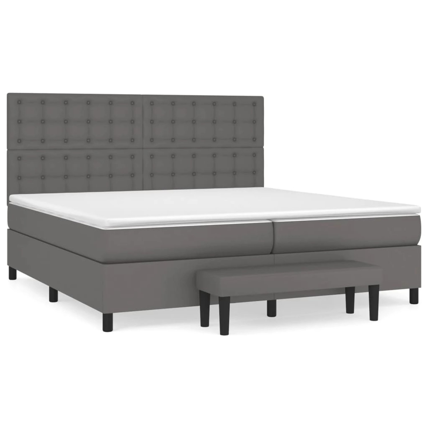 vidaXL Boxspringbett mit Matratze Grau 200x200 cm Kunstleder1469581