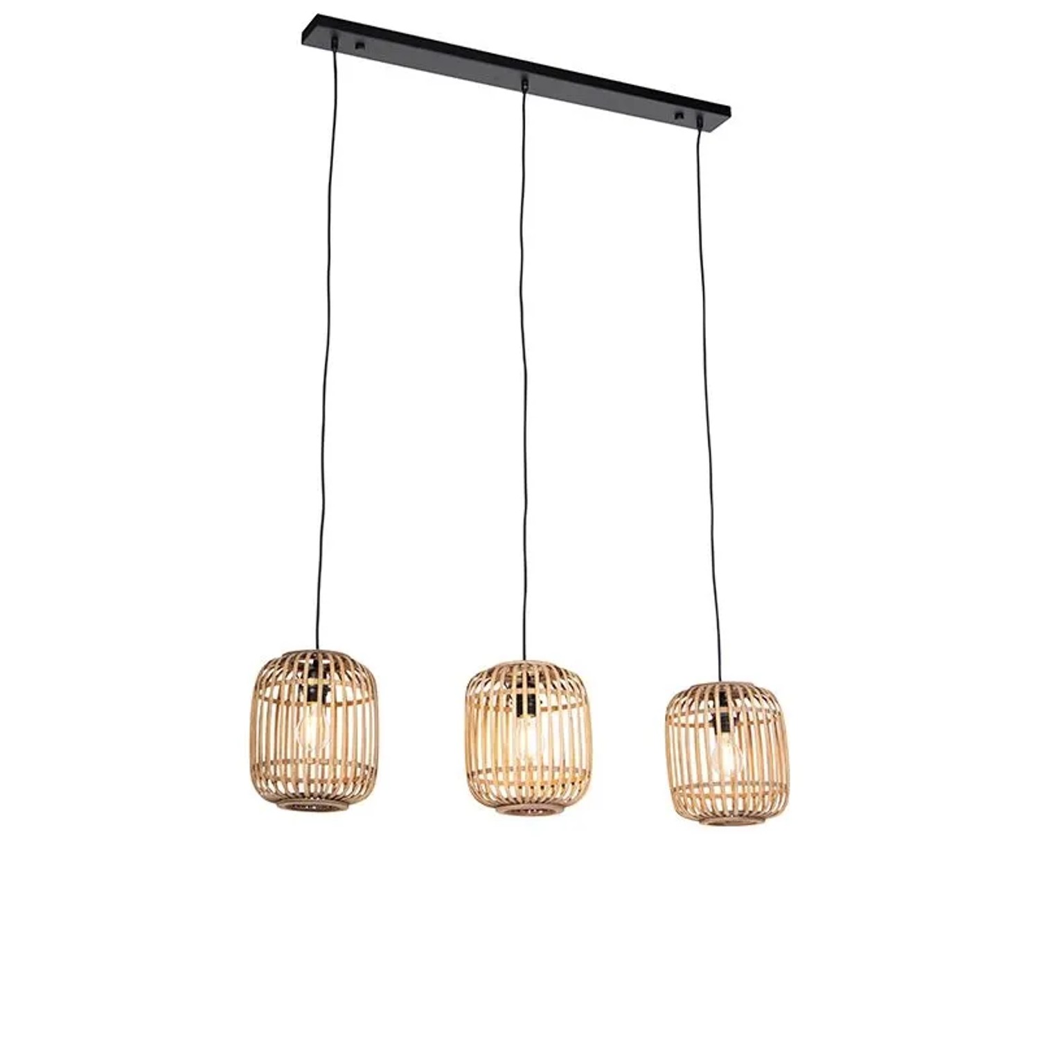 QAZQA Rural Hängelampe Rattan 3 Licht Manila