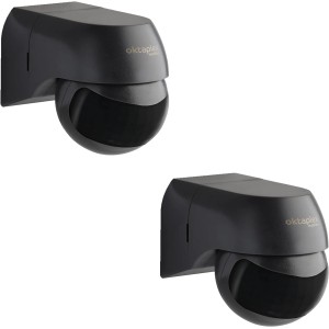 2er Set Oktaplex Infrarot Bewegungsmelder, 180° Erfassung, anthrazit.