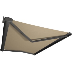 Kassettenmarkise Perform, 300x200 cm, anthrazit/beigebraun. Vollkassettenmarkise für Wand- und Deckenmontage.