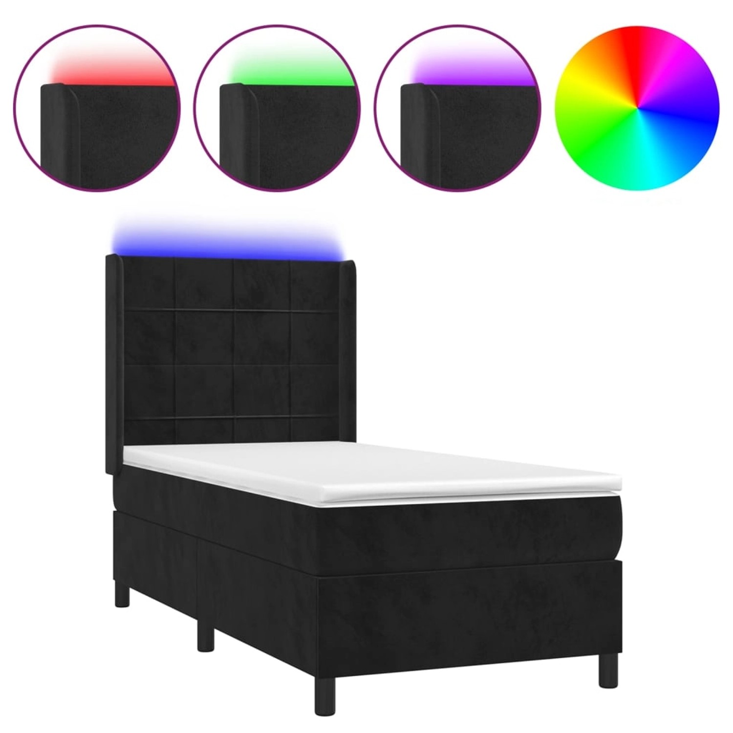 vidaXL Boxspringbett mit Matratze & LED Schwarz 80x200 cm Samt 3139531 günstig online kaufen
