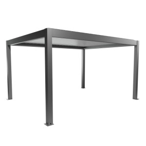Biohort Pergola 4,5x3,5 m in Quarzweiß: Moderne Terrassenüberdachung mit Lamellen.