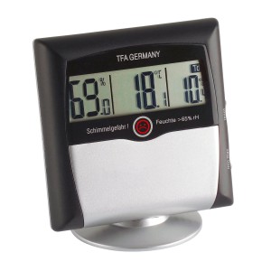 Digitales Thermo-Hygrometer Comfort Control von TFA mit Schimmelwarnung und Anzeige von Temperatur und Luftfeuchtigkeit.