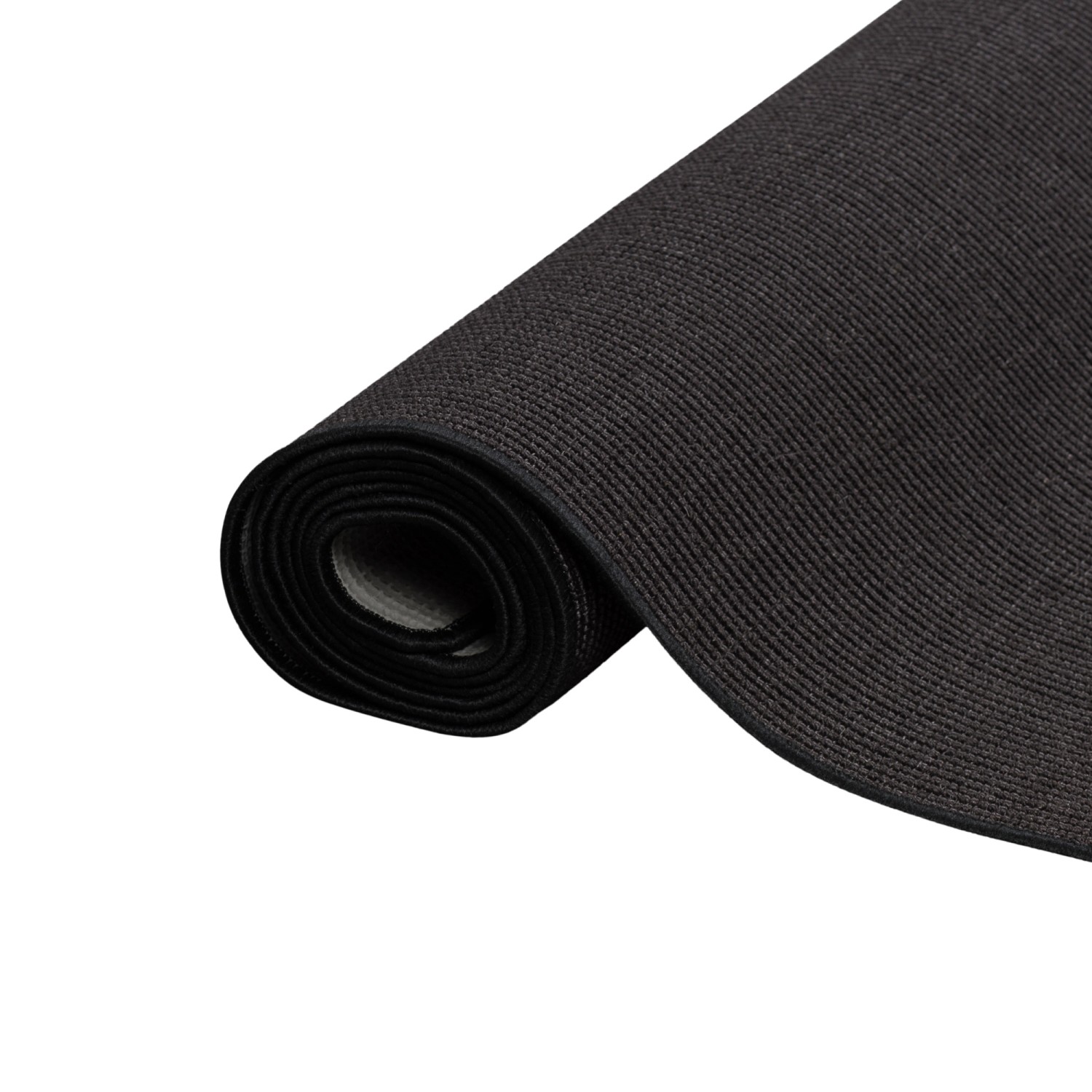 Gerollter, schwarzer Snapstyle Sisal Natur Läufer Teppich, 100x300cm.