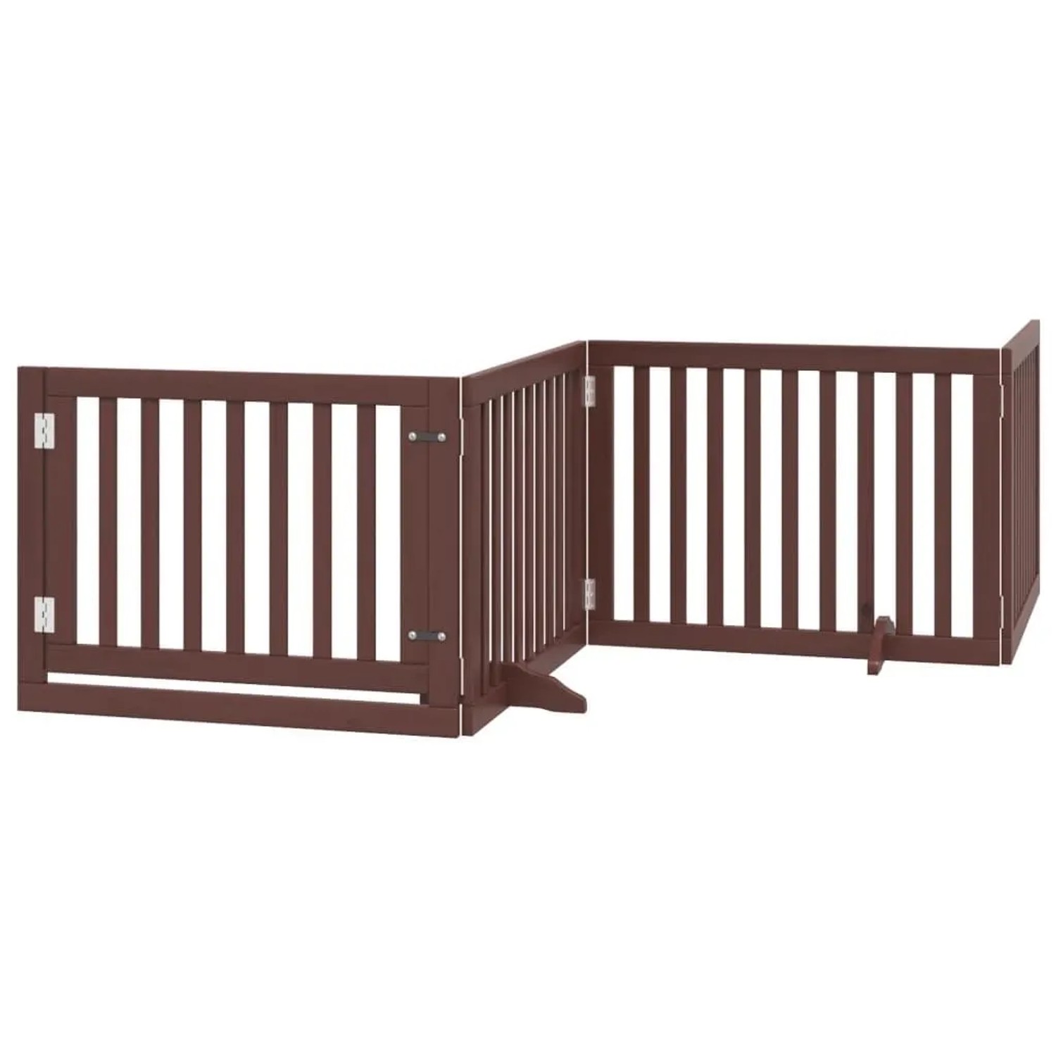 vidaXL 4 Tlg Hundetor mit Tür Faltbar Braun 320 cm Pappelholz 352265
