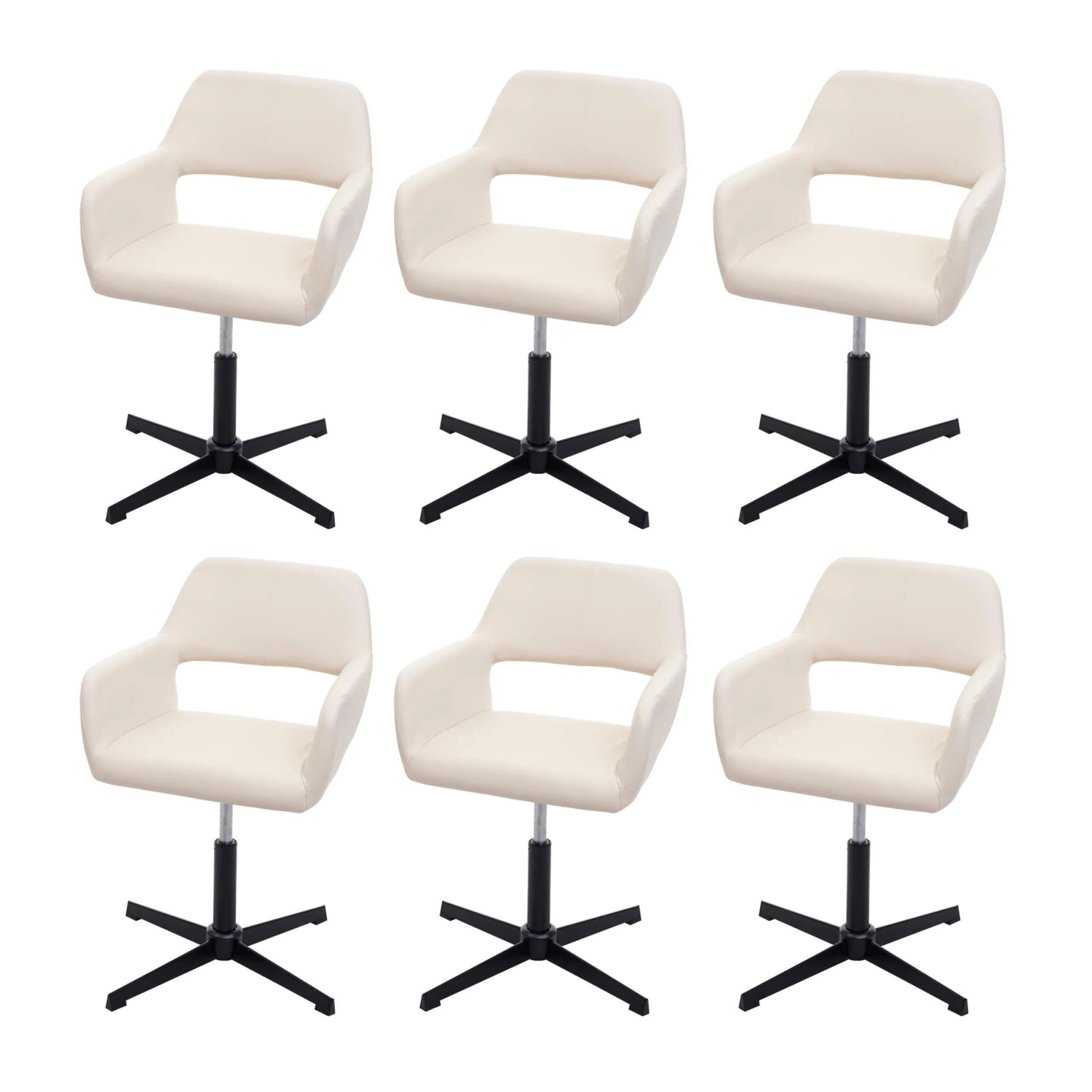 MCW Esszimmerstuhl A50 IV 6er-Set Kunstleder Creme Fuß Schwarz günstig online kaufen