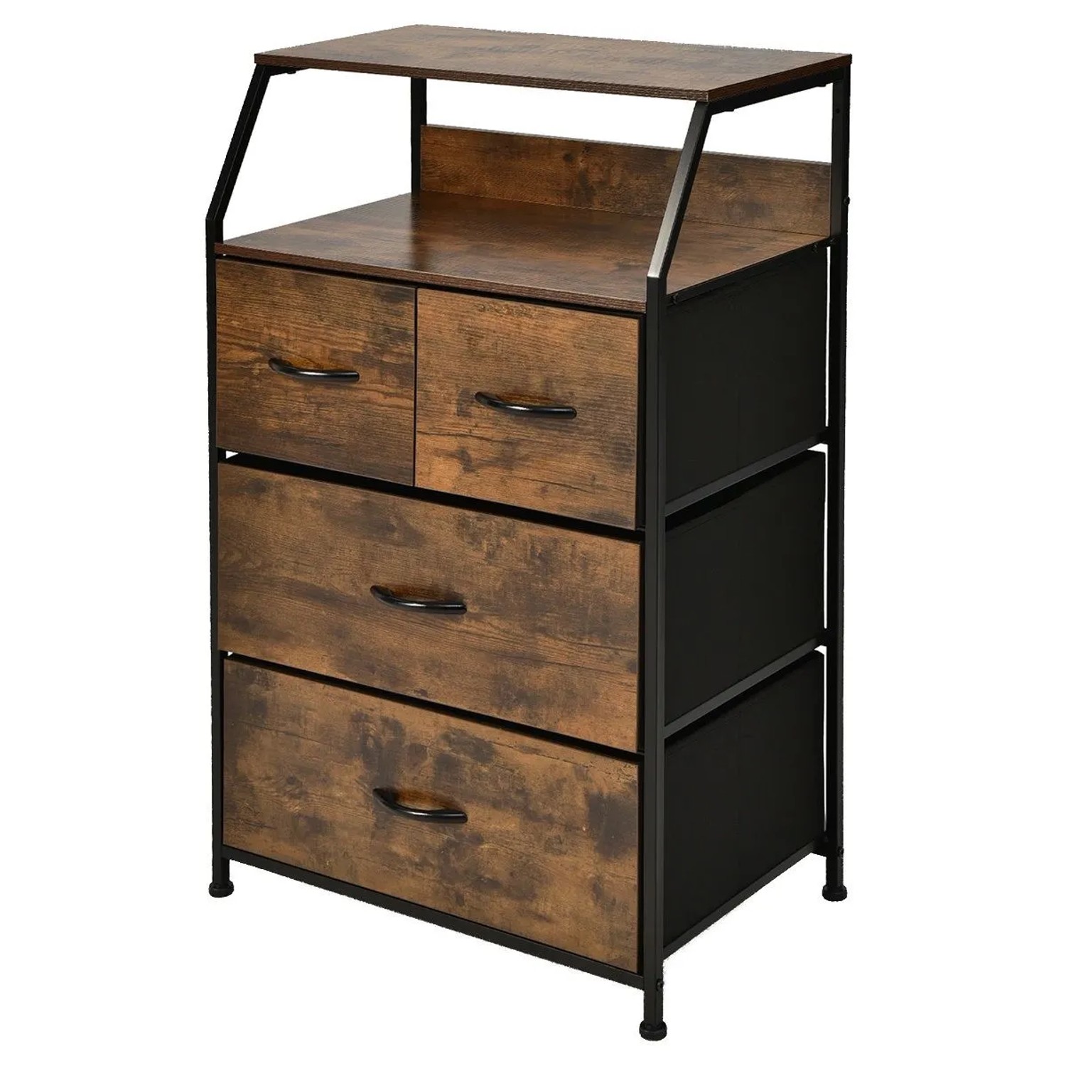 Costway Kommode 60 x 39 x 96 cm mit 4 Faltbaren Stoffschubladen günstig online kaufen