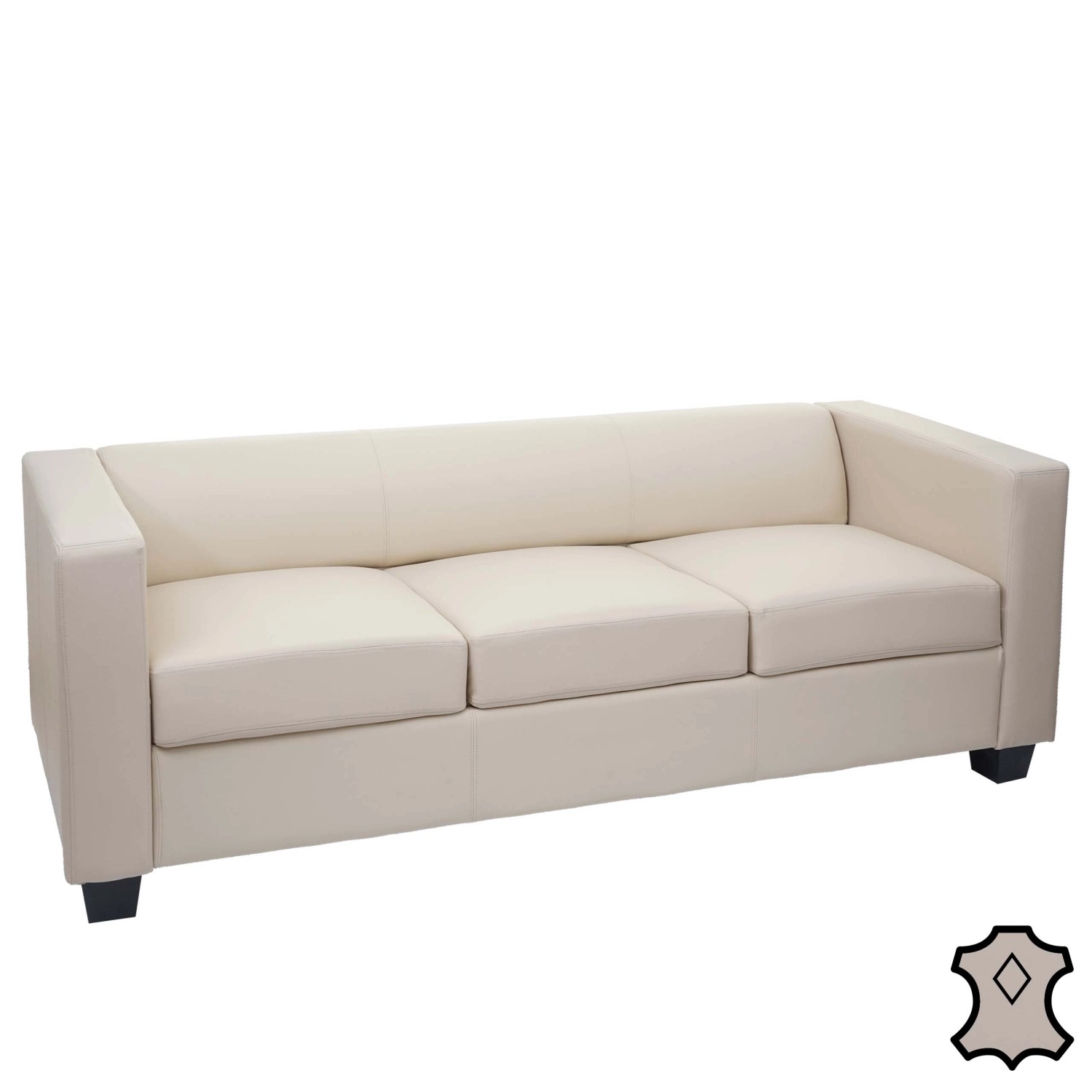 MCW 3er Sofa Lille Leder Creme günstig online kaufen
