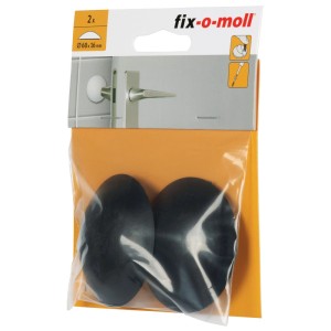 Fix-o-moll Wandpuffer, selbstklebend oder zum Schrauben, 2er-Pack, Ø 60 mm, schwarz.