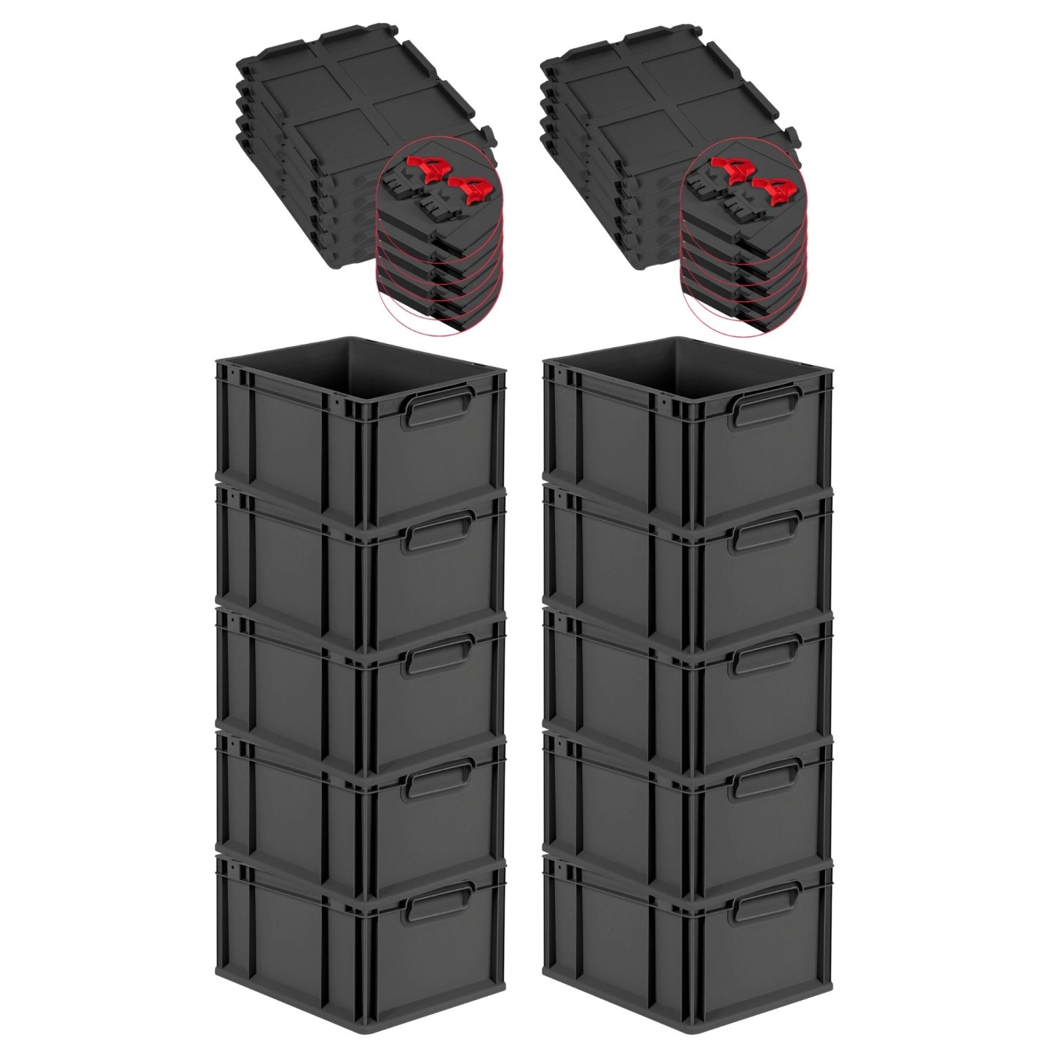 PROREGAL SuperSparSet 10x Eurobox Nextgen Grip Mit Scharnierdeckel Und Rote günstig online kaufen
