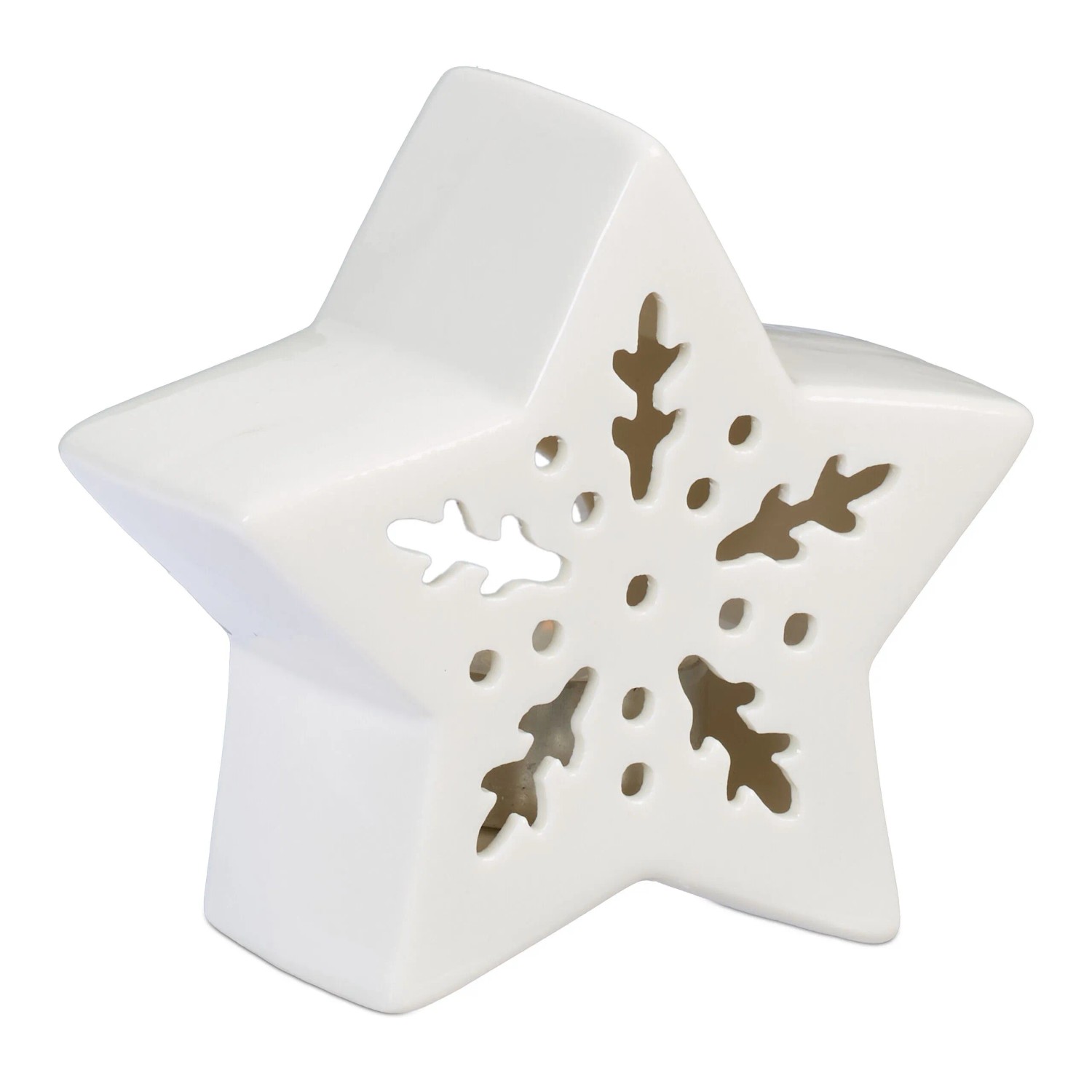 Relaxdays Teelichthalter Porzellan Weiß Sternform 11 cm x 12 cm x 5,5 cm