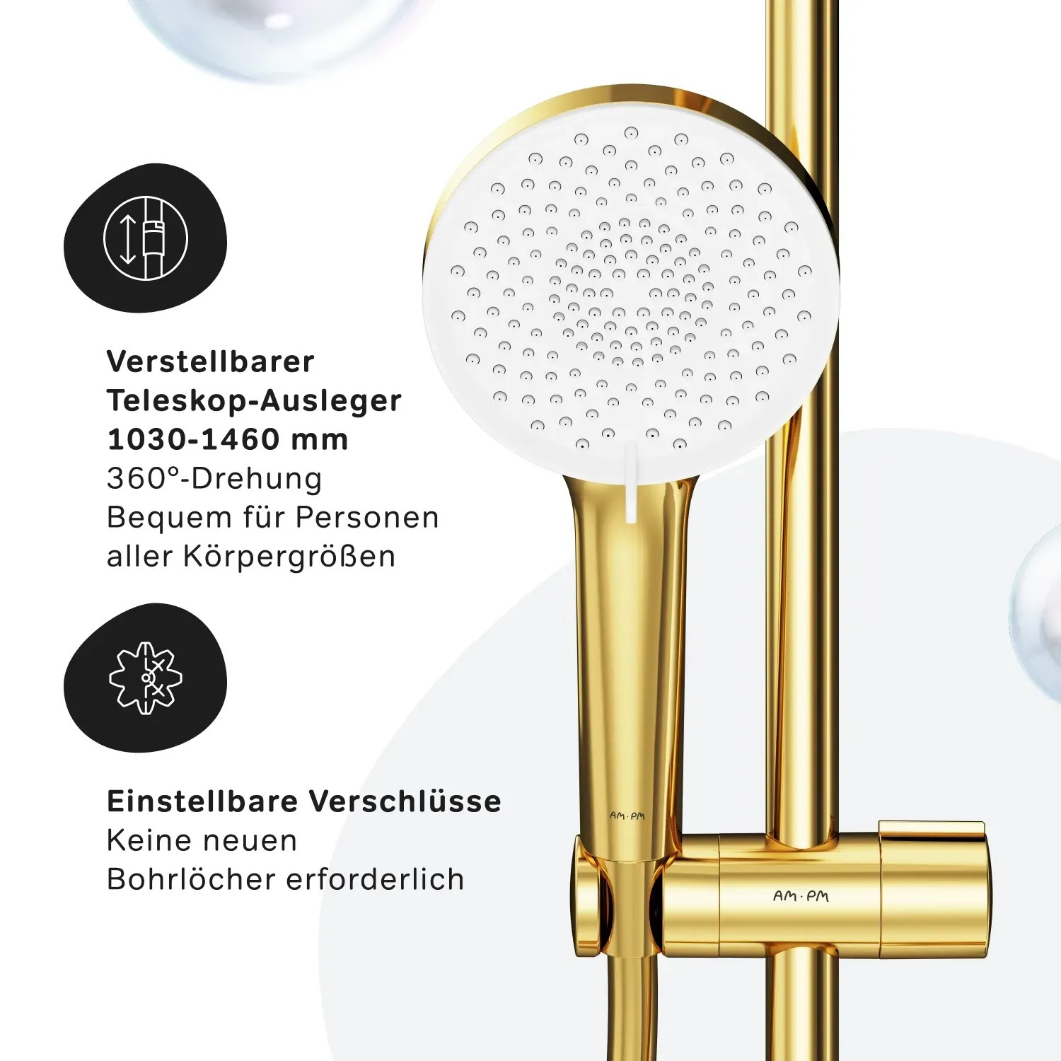 Lopus Thermostat-Duschsystem – Gebürstetes Gold, 10-12 Zoll Regenbrause & Handbrause – Messing