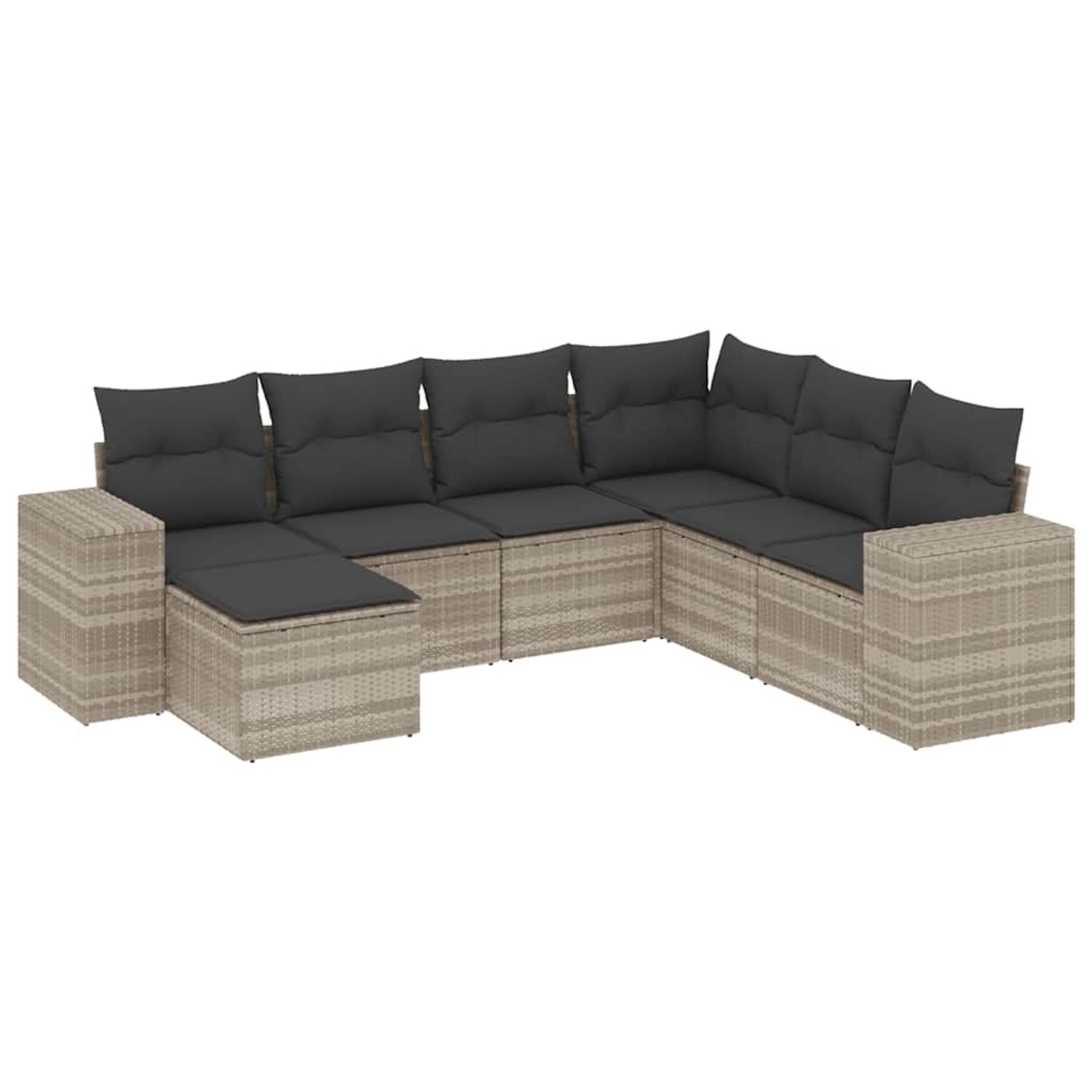 vidaXL 7-Tlg Garten-Sofagarnitur mit Kissen Hellgrau Poly Rattan 3222901 günstig online kaufen