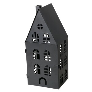 Schwarze Boltze Laterne Dover im Hausdesign, 35x13x15 cm. Dekorative Gartenlaterne.