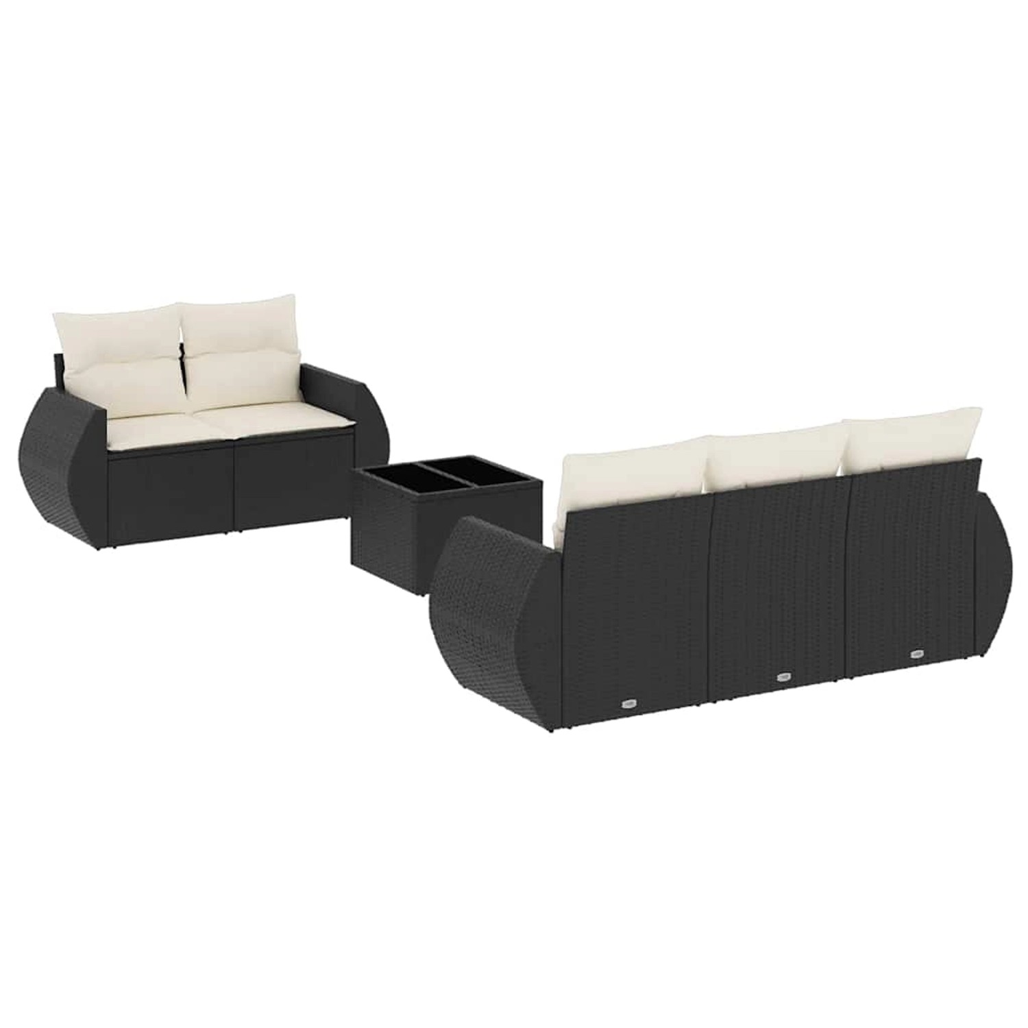vidaXL 6-Tlg Garten-Sofagarnitur mit Kissen Schwarz Poly Rattan 3253433 günstig online kaufen
