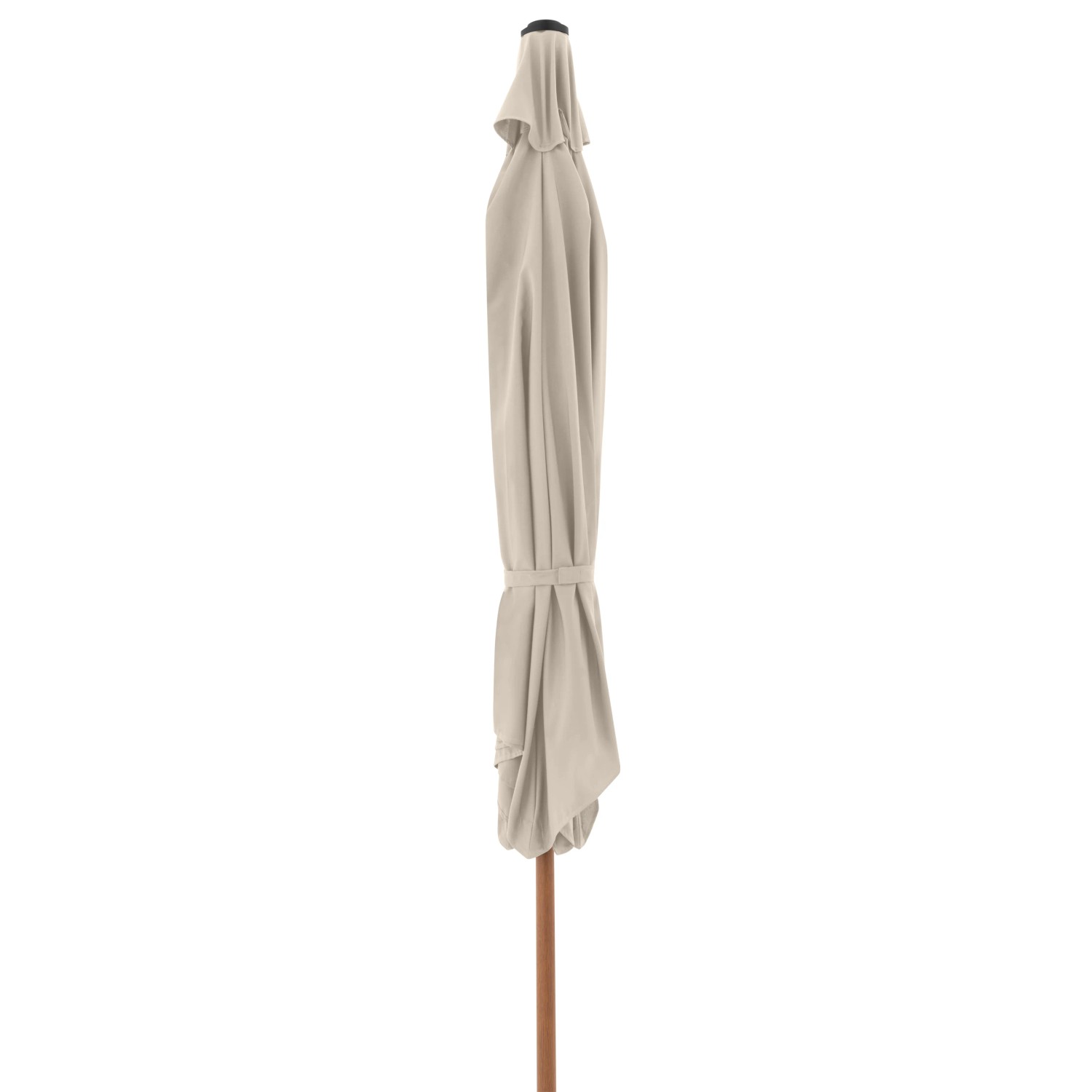 Doppler Kurbelschirm Life Wood Ø 300 cm Natur, geschlossen. Balkonschirm mit Holzoptik.