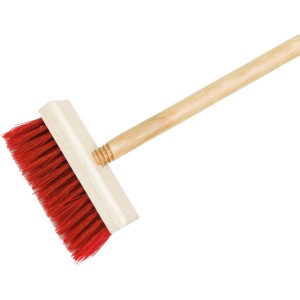 Sonneck Kinderbesen Mini mit Stiel, roter Besenkopf und Holzstiel, für Kinder-Gartengeräte.